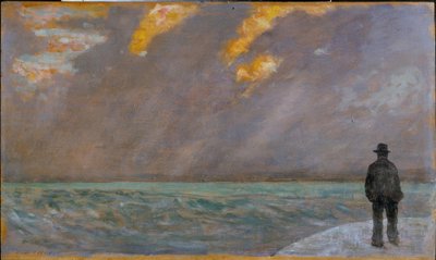 Zonsondergang aan zee door Giovanni Fattori