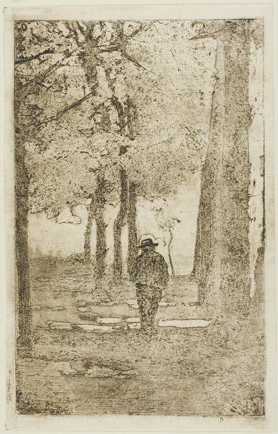 Boswandeling met figuur door Giovanni Fattori
