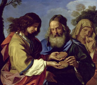 Simson biedt zijn ouders een honingraat aan door Giovanni Francesco Barbieri