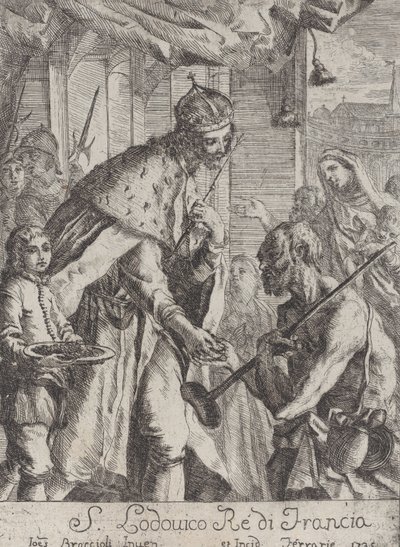 Sint Lodewijk geeft aalmoezen aan de armen, 1735 door Giovanni Francesco Braccioli