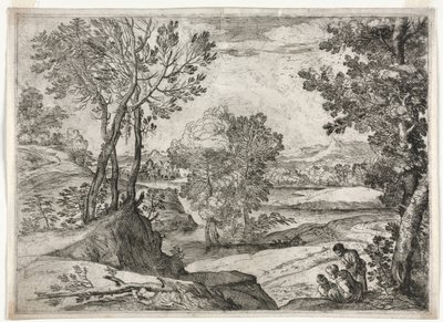 Landschap met een Familie, 1643. door Giovanni Francesco Grimaldi