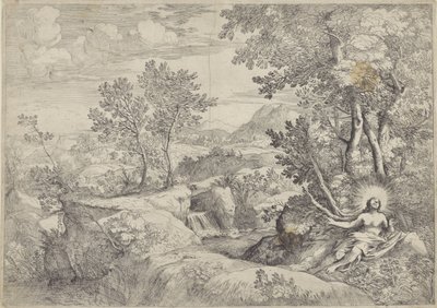 Landschap met de boetvaardige Maria Magdalena door Giovanni Francesco Grimaldi