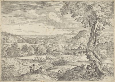 Landschap met een steenfabriek door Giovanni Francesco Grimaldi