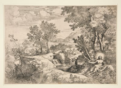 Maria Magdalena in een Landschap door Giovanni Francesco Grimaldi