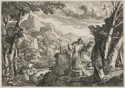 St. Franciscus van Assisi ontvangt de stigmata door Giovanni Francesco Grimaldi
