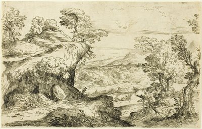 Twee mannen op een bergtop door Giovanni Francesco Grimaldi