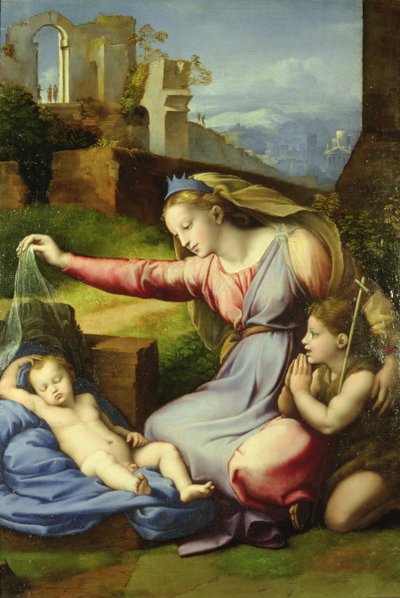 Maagd van de Sluier (De Maagd met de Blauwe Diadeem) door Giovanni Francesco Penni