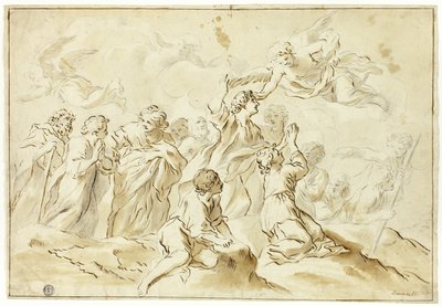 Gezegende die naar de Hemel Stijgt door Giovanni Francesco Romanelli
