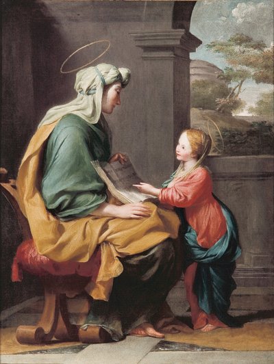 De opvoeding van de Maagd Maria door Giovanni Francesco Romanelli