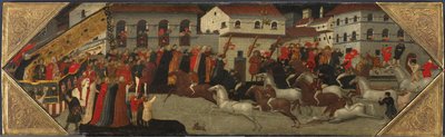 Paneel van een Cassone: De race van de Palio in de straten van Florence, 1418 door Giovanni Francesco Toscani