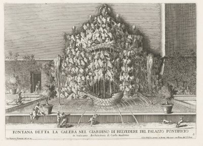 Fontana della Galera in de Vaticaanse tuinen door Giovanni Francesco Venturini