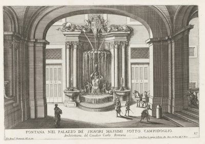 Fontein in de binnenplaats van het Palazzo Massimo di Rignano te Rome door Giovanni Francesco Venturini
