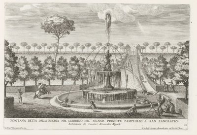 Fontein in de tuinen van Villa Doria Pamphilj te Rome door Giovanni Francesco Venturini