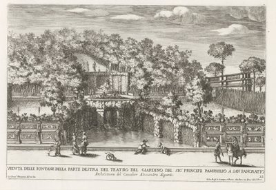 Fontein in de tuinen van Villa Doria Pamphilj te Rome door Giovanni Francesco Venturini