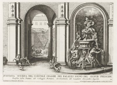 Fontein in een binnenplaats van het Palazzo Doria Pamphilj te Rome door Giovanni Francesco Venturini