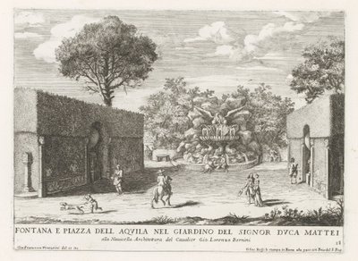 Fontein met adelaar in de tuinen van de Villa Celimontana te Rome door Giovanni Francesco Venturini