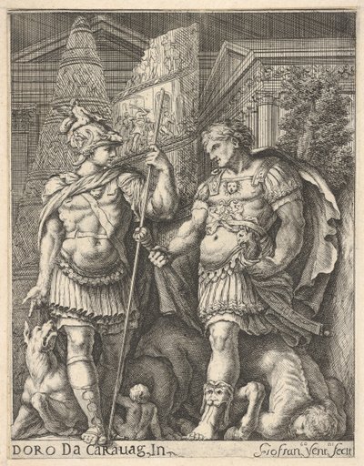 Twee Romeinse soldaten, 17e eeuw door Giovanni Francesco Venturini