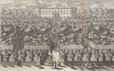 Veduta van het Palazzo vanaf de Tuin met zijn Fonteinen door Giovanni Francesco Venturini