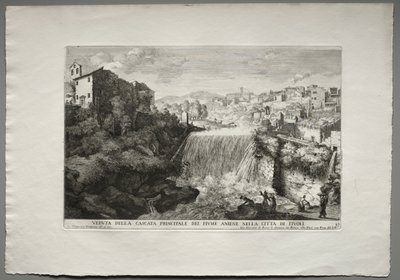 Veduta della Cascata Principale del Fiume Aniene in de stad Tivoli door Giovanni Francesco Venturini