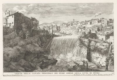Waterval in de rivier de Aniene bij Tivoli door Giovanni Francesco Venturini