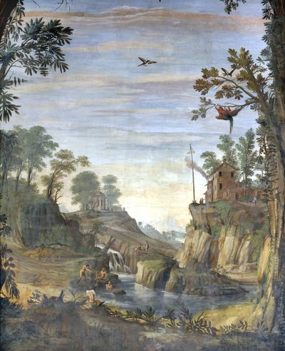Landschap en baders door Giovanni Ghisolfi