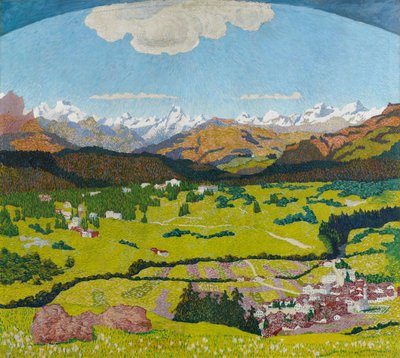 Panorama van Flims. Drieluik, centraal paneel, 1904 door Giovanni Giacometti