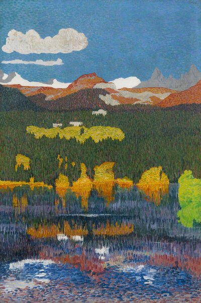 Panorama van Flims. Drieluik, linker paneel, 1904 door Giovanni Giacometti