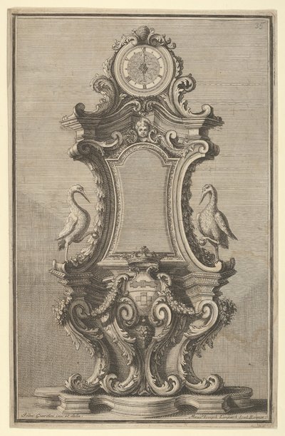 Ontwerp voor een Klok, uit Disegni Diversi, 1714 of 1750 door Giovanni Giardini