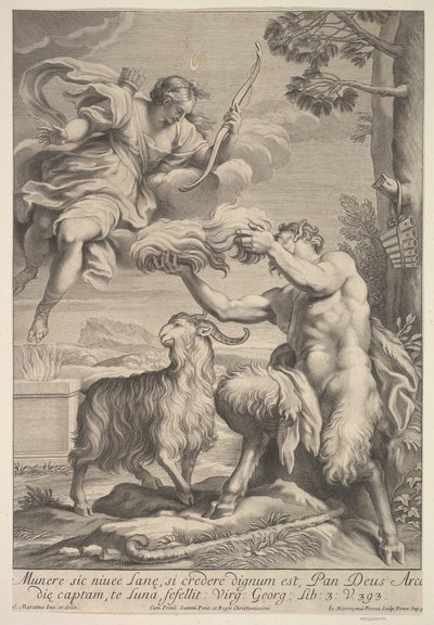 Pan gefopt door Diana, 1675-1741 door Giovanni Girolamo Frezza