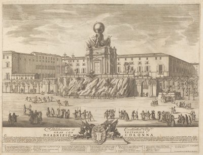 De tempel van Janus, voor het "Chinea"-festival door Giovanni Girolamo Frezza after Alessandro Specchi
