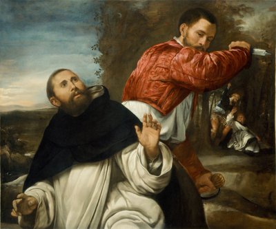 De dood van Sint Petrus Martelaar, 1530-35 door Giovanni Girolamo Savoldo