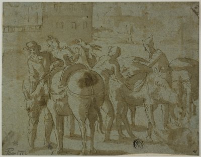 Muilezeldrijvers en muilezels door Giovanni Guerra