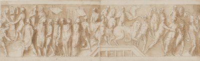 Romeinse soldaten bouwen een kamp (einde van LXXXII); een toespraak (LXXXIII); Romeinen steken een rivier over op een pontonbrug (LXXXIV); vrouwen worden gevangengenomen (begin van LXXXV) door Giovanni Guerra