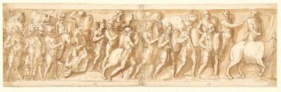 Romeinen op mars (XXXVI); Marcus Aurelius, Pompeius en een bediende kijken naar de mars (XXXVII); een pauze tijdens de mars (XXXVIII) door Giovanni Guerra