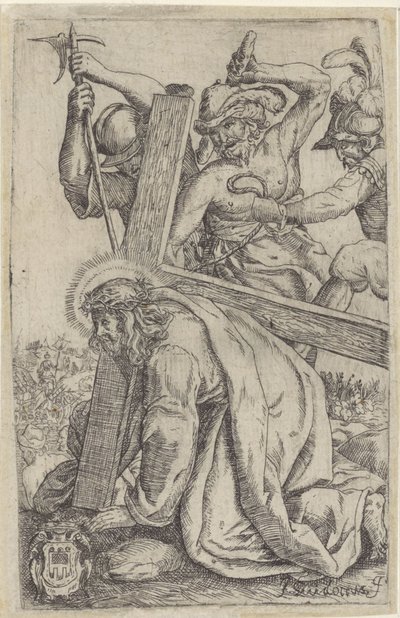 Christus bezwijkt onder het gewicht van het kruis door Giovanni Guidotti