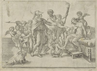 Bruiloft van Alexander en Roxana door Giovanni Jacopo Caraglio (attributed to)