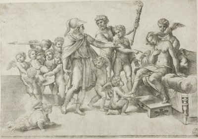 Alexander en Roxana door Giovanni Jacopo Caraglio