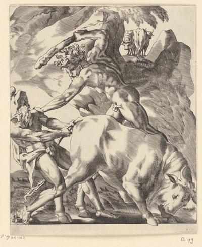 Hercules vecht met Cacus door Giovanni Jacopo Caraglio