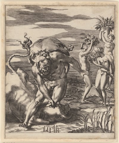 Hercules worstelt met Acheloüs door Giovanni Jacopo Caraglio