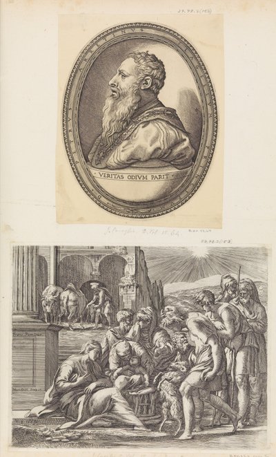 De Aanbidding van de Herders door Giovanni Jacopo Caraglio