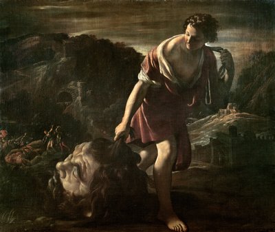 David sleept het hoofd van Goliath door Giovanni Lanfranco