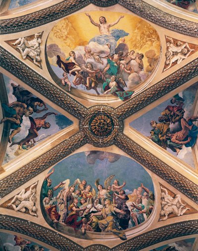Glorie van Christus, fresco, door Giovanni Lanfranco, gewelf van de kerk van Certosa van San Martino, Napels, Campania, Italië door Giovanni Lanfranco
