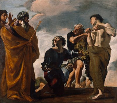Mozes en de boodschappers uit Kanaän door Giovanni Lanfranco