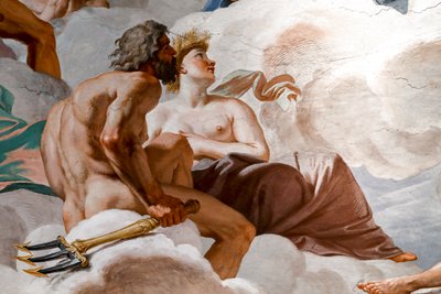 Neptunus en Ceres. Detail (raad van de goden) 1624-1625 door Giovanni Lanfranco