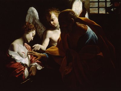 Sint Agatha bijgestaan door Sint Petrus en een engel in de gevangenis, ca. 1614 door Giovanni Lanfranco