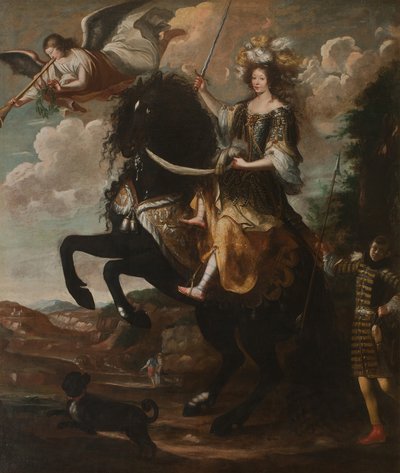 Ruiterportret van Marie Jeanne Baptiste 1644-1724, Hertogin van Savoye, c. 1670 door Giovanni Luigi Buffi