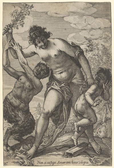 Venus Geselt Cupido met Rozen, begin 17e eeuw door Giovanni Luigi Valesio