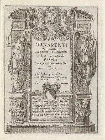 Titelprent met allegorische figuren en putti door Giovanni Maggi