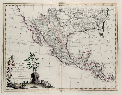 Mexico of Nieuw-Spanje met Nieuw-Mexico, Californië en een deel van aangrenzende landen, uit Tome IV van de Nieuwe Atlas, gegraveerd door G. Zuliani, 1785 door Giovanni Marco Pitteri