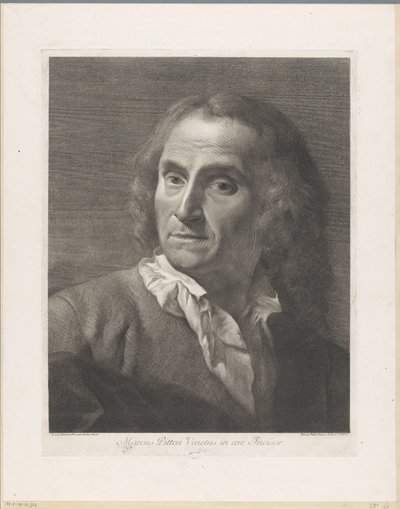 Portret van prentmaker Giovanni Marco Pitteri door Giovanni Marco Pitteri